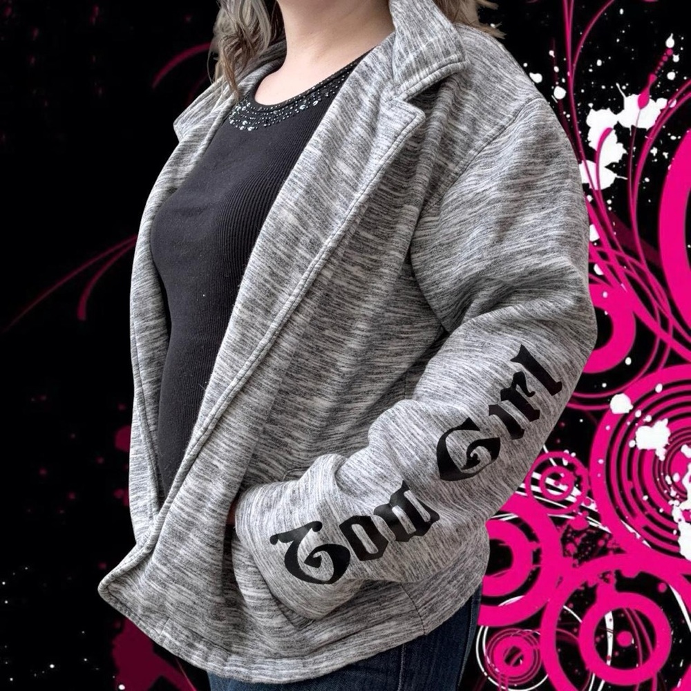 RARE vtg y2k tom girl emo scene skater grunge sweatshirt feel open jacket, sz md